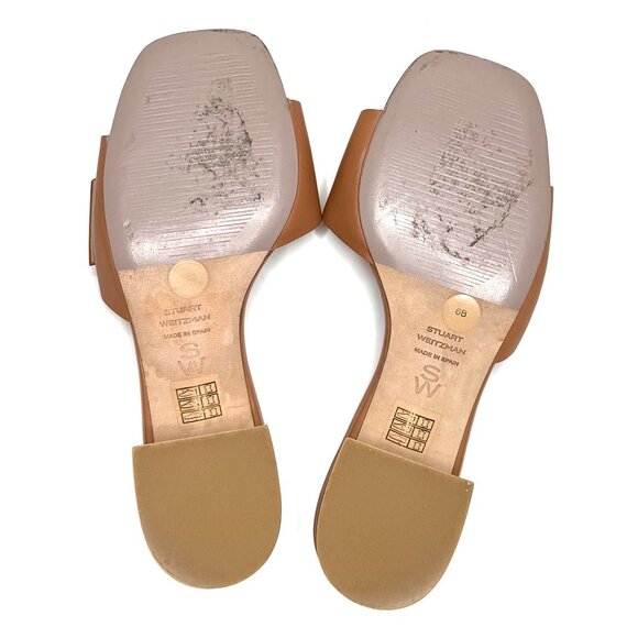 Stuart Weitzman Benni Leather Sandal Slide in Tan Size 6 - Picture 6 of 10